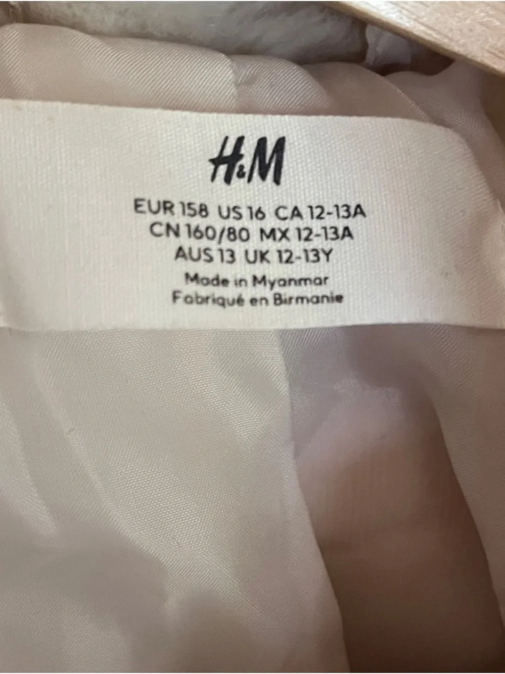 H&M Girl’s Plush Faux Fur Jacket in Cream